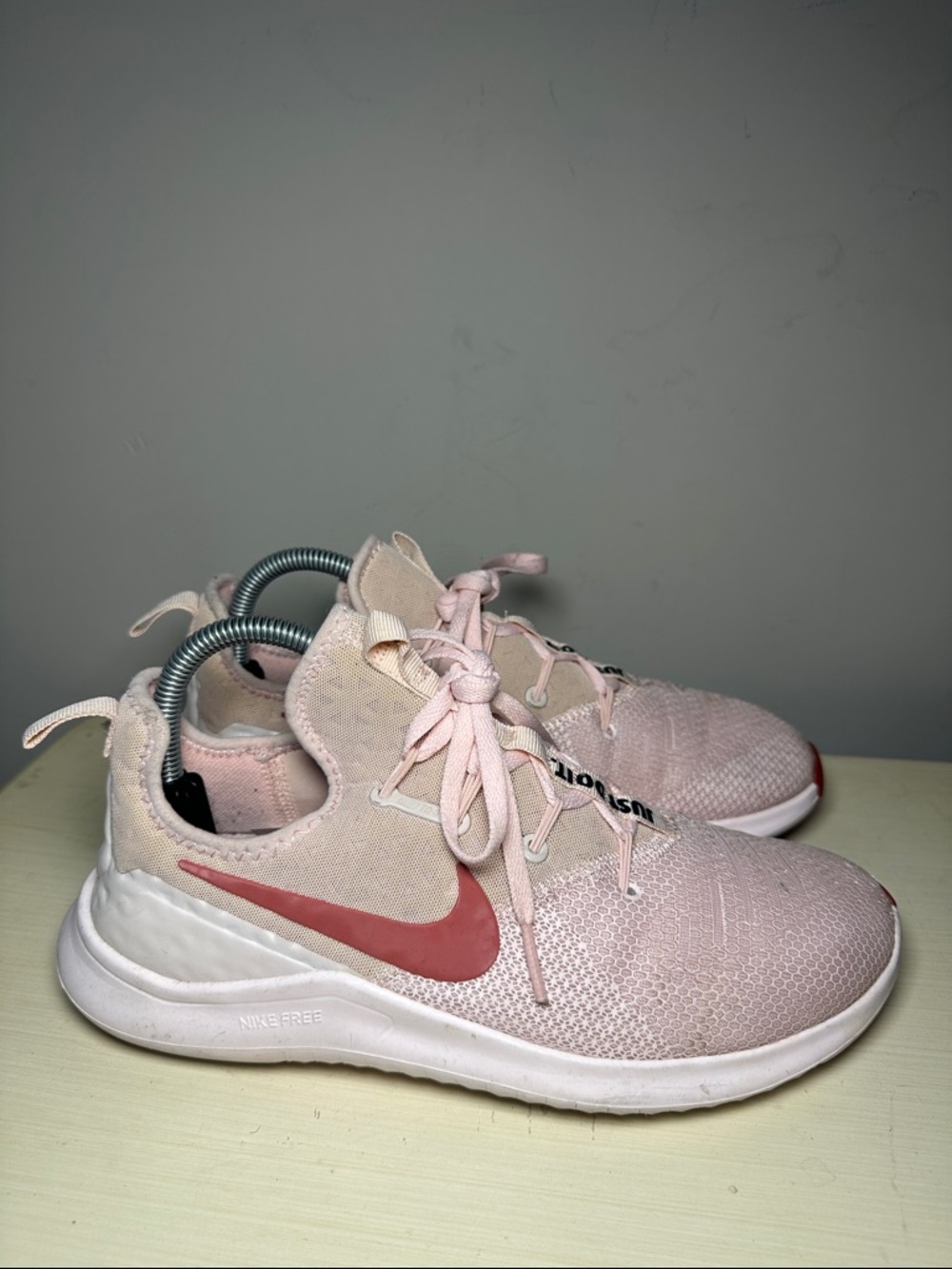 Nike Free TR 8 Light Pink Sneakers with Coral Swoosh